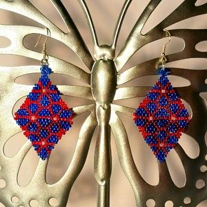 Handwoven Earrings | Beaded Jewelry | Team Spirit